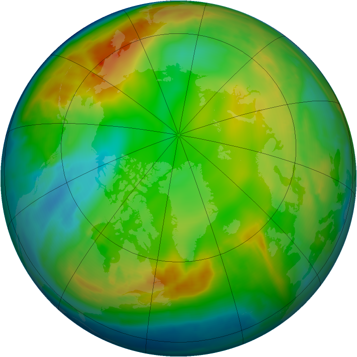 Arctic ozone map for 15 January 2009